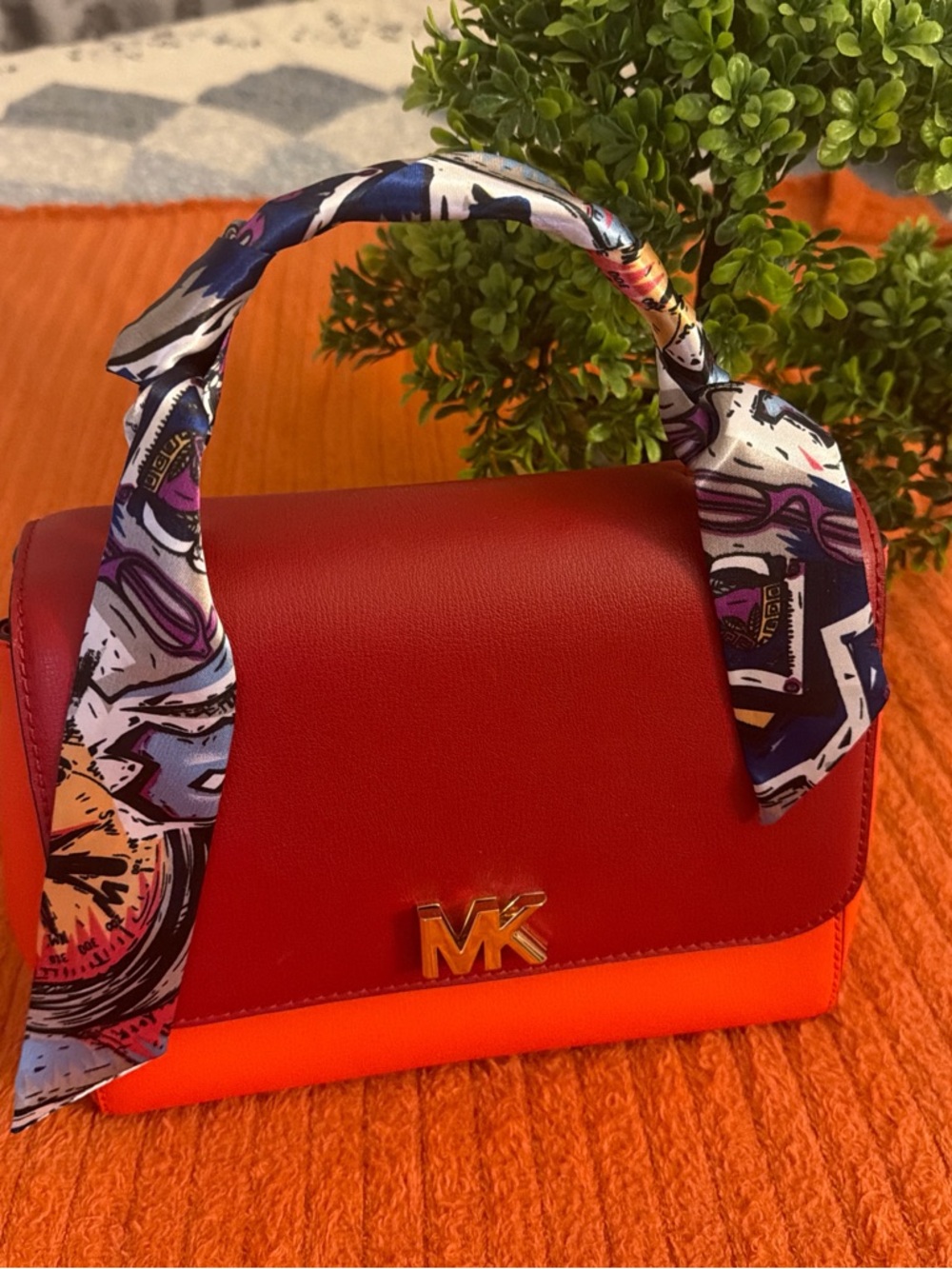 Michael Kors Red and Orange Satchel